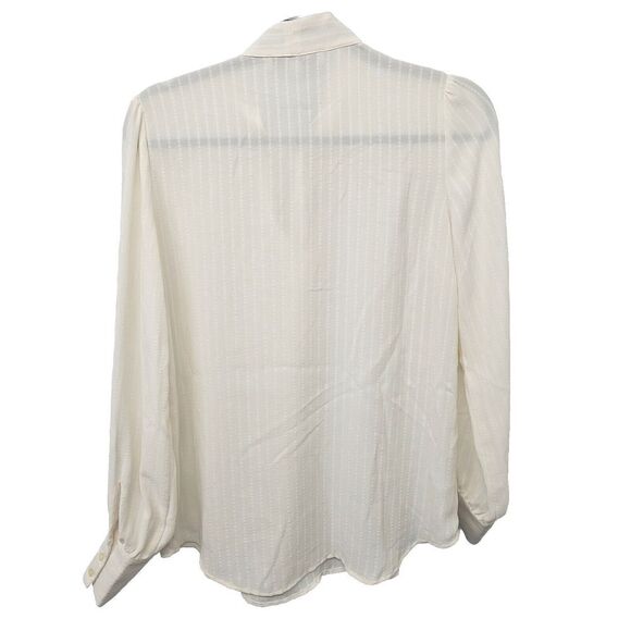 LOFT Ann Taylor Bow Blouse Sheer Top Womens Size XS Long Sleeves Ivory - Picture 2 of 6